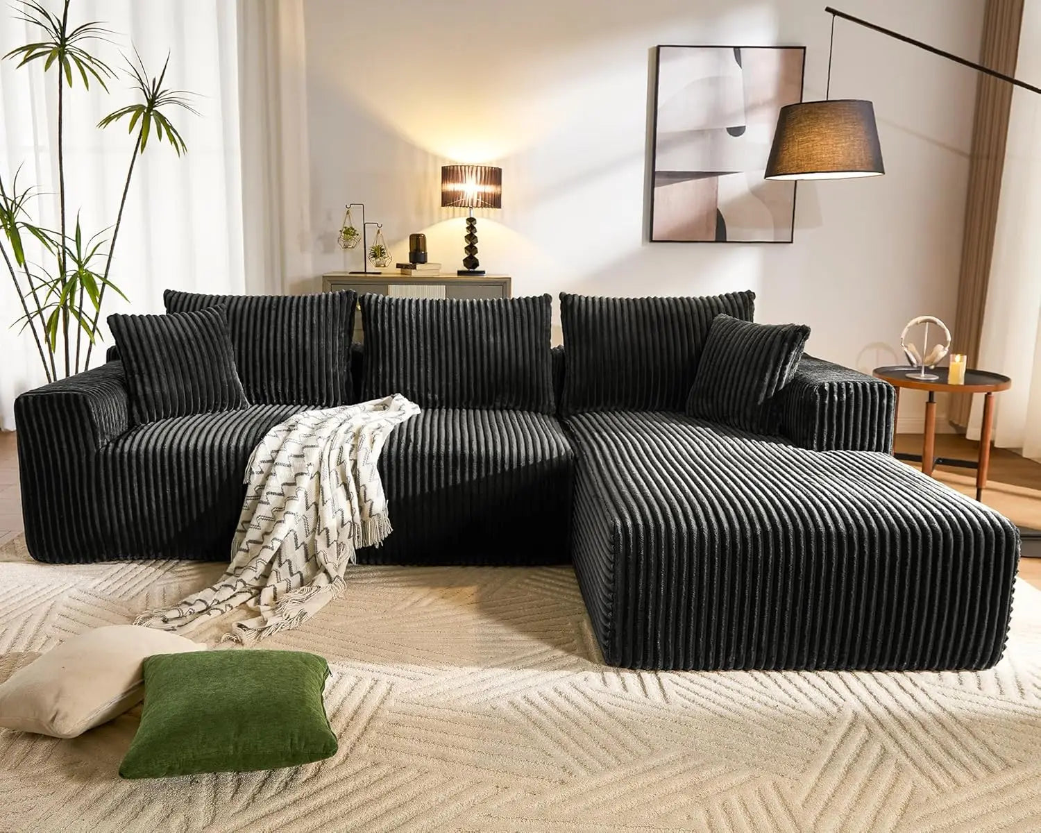 Modular Sectional Sofa L-Shape Deep Seat Corduroy Living Room Bedroom 110.4in, Customized