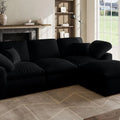 L Shaped Modular Sectional Sofa with Ottoman Corduroy Comfy 4 Seater No Assembly Living Room Apartment Black Customized