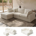 Cloud Sectional Couch, Boneless Modular Sofa with Ottoman for Living Room, Deep Seat Chenille Sectional, Customized